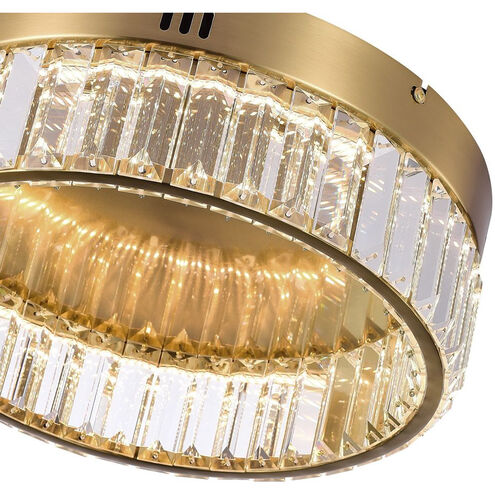 Stella LED 13.75 inch Brushed Brass Flush Mount Ceiling Light in Black and Brass