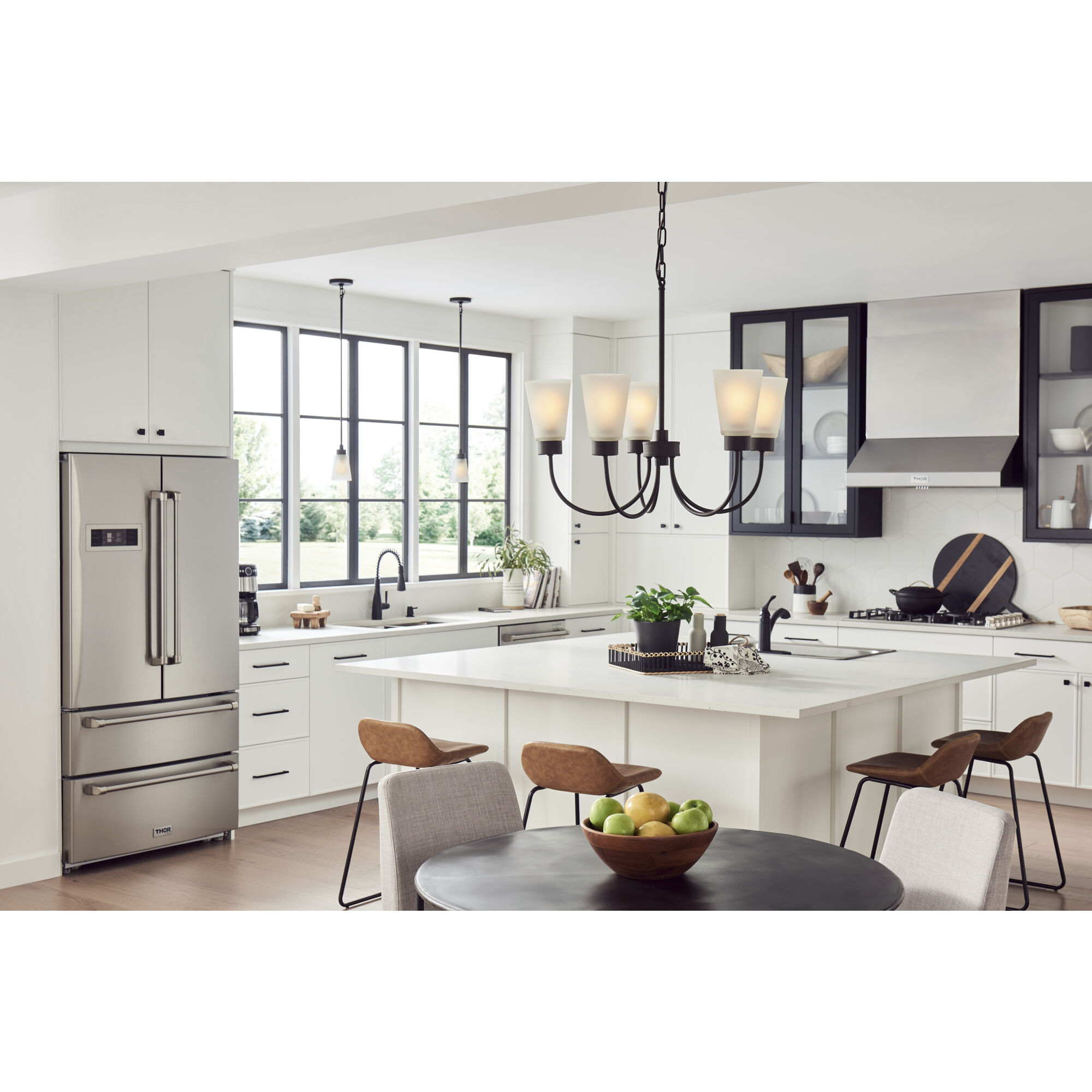 Erma 5 Light Olde Bronze Chandelier Ceiling Light, Medium, 1 Tier