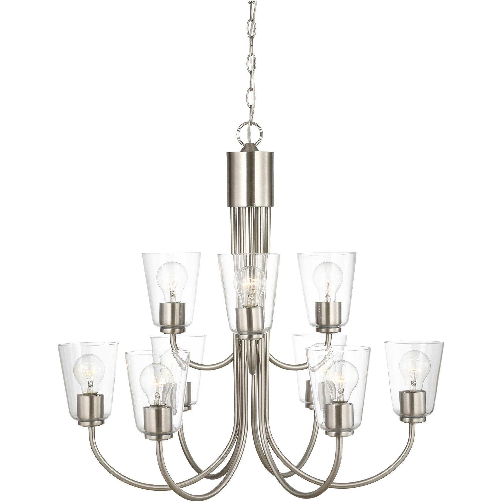 Miles 9 Light 29 inch Brushed Nickel Chandelier Ceiling Light