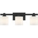 Abelson 3 Light 22 inch Matte Black Bathroom Vanity Light Wall Light