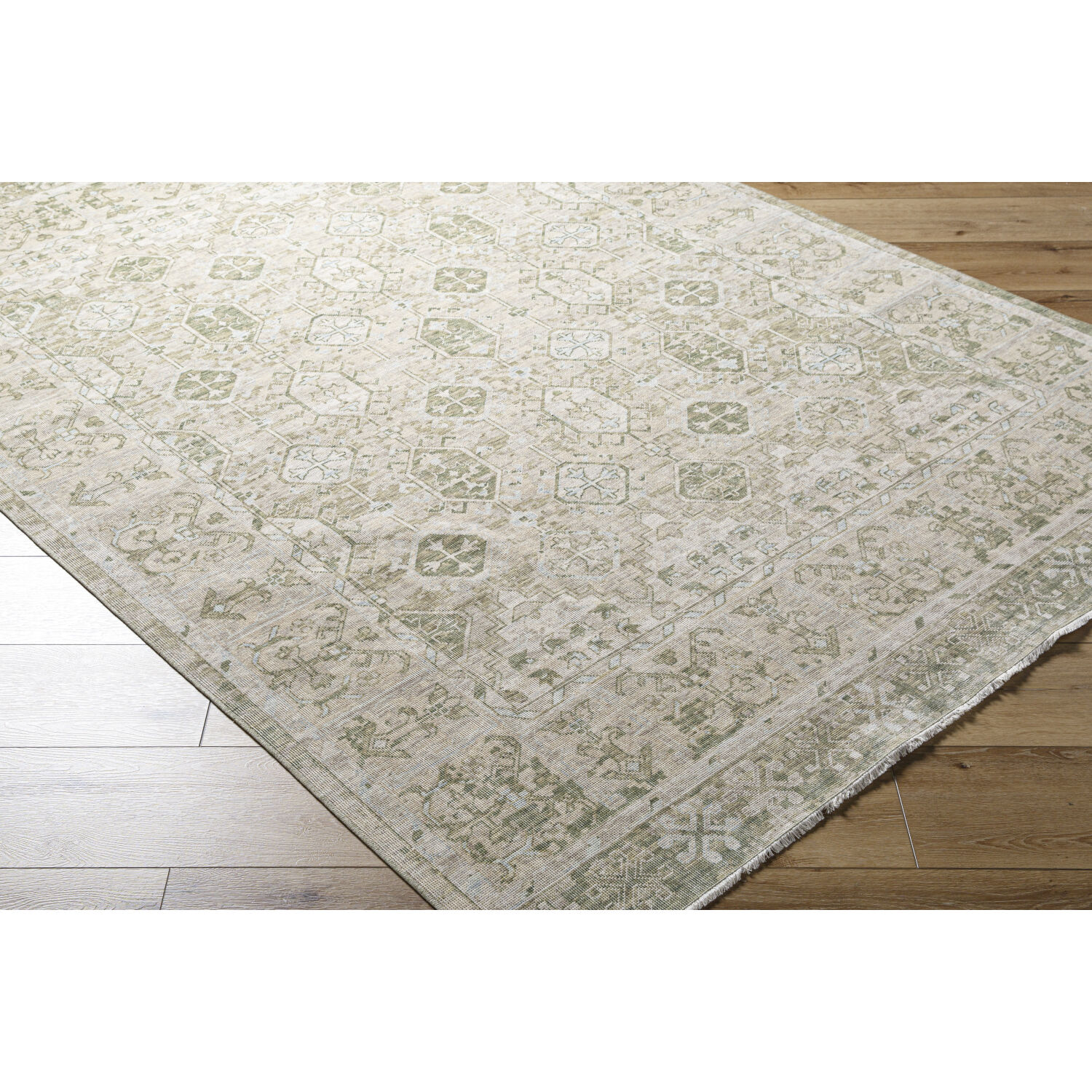 Once Upon a Time 118.11 X 35.04 inch Olive / Tan / Light Olive / Light Gray / Pale Blue Machine Woven Rug in 3 x 10