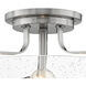 Harper 3 Light 18 inch Brushed Nickel Indoor Semi-Flush Mount Ceiling Light in Clear Seedy