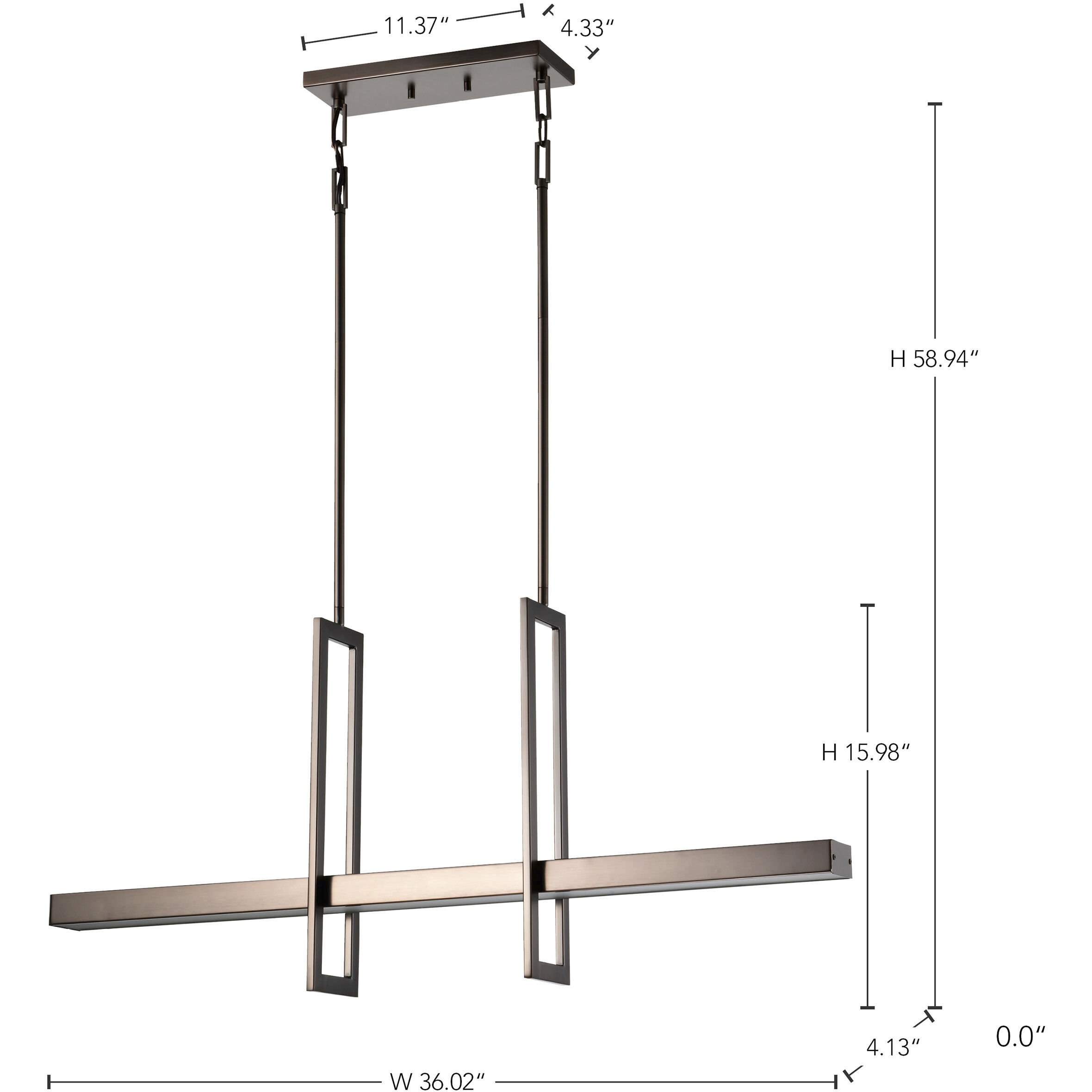 Frame LED 36 inch Hazel Bronze Island Pendant Ceiling Light