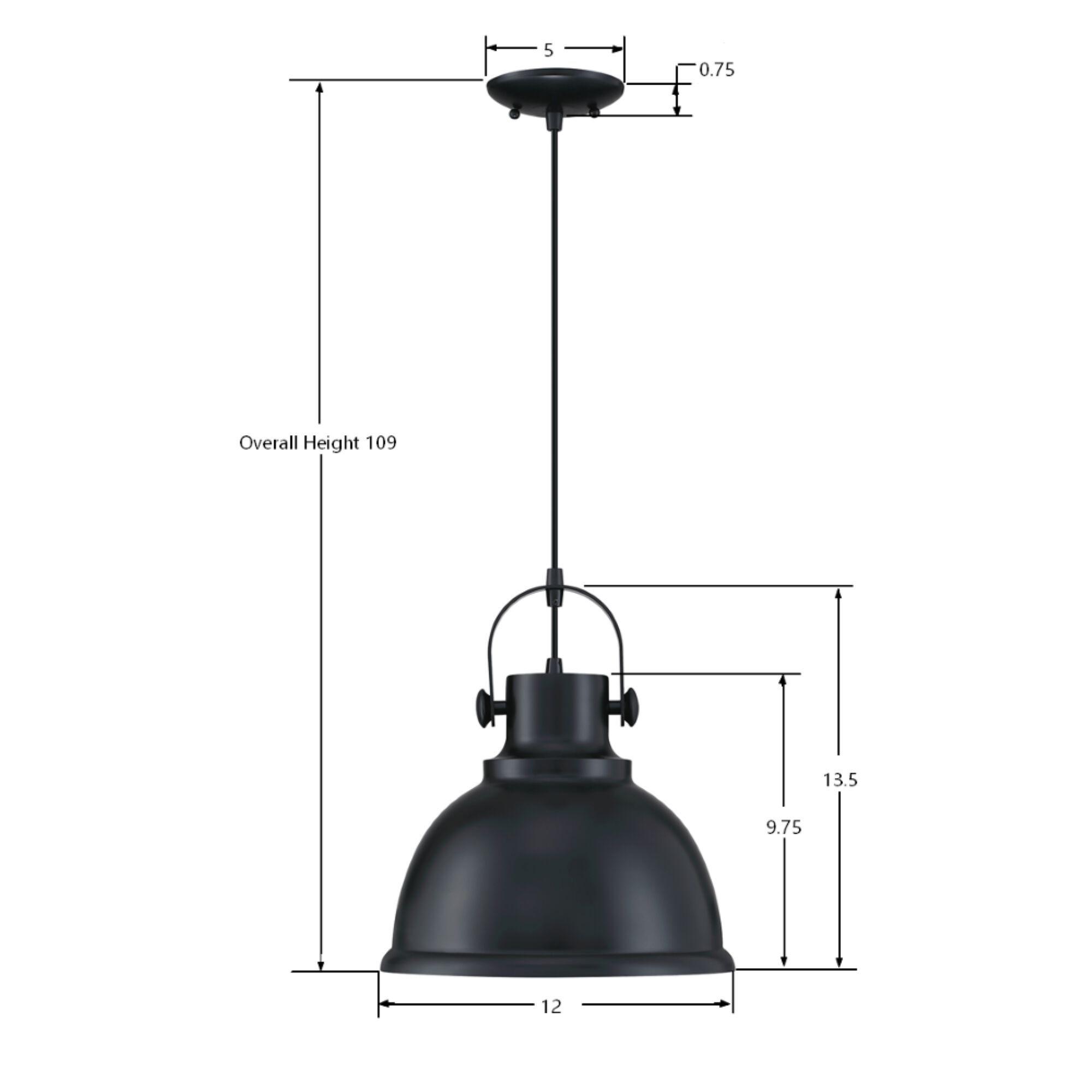 Harmon 1 Light 12 inch Black Pendant Ceiling Light