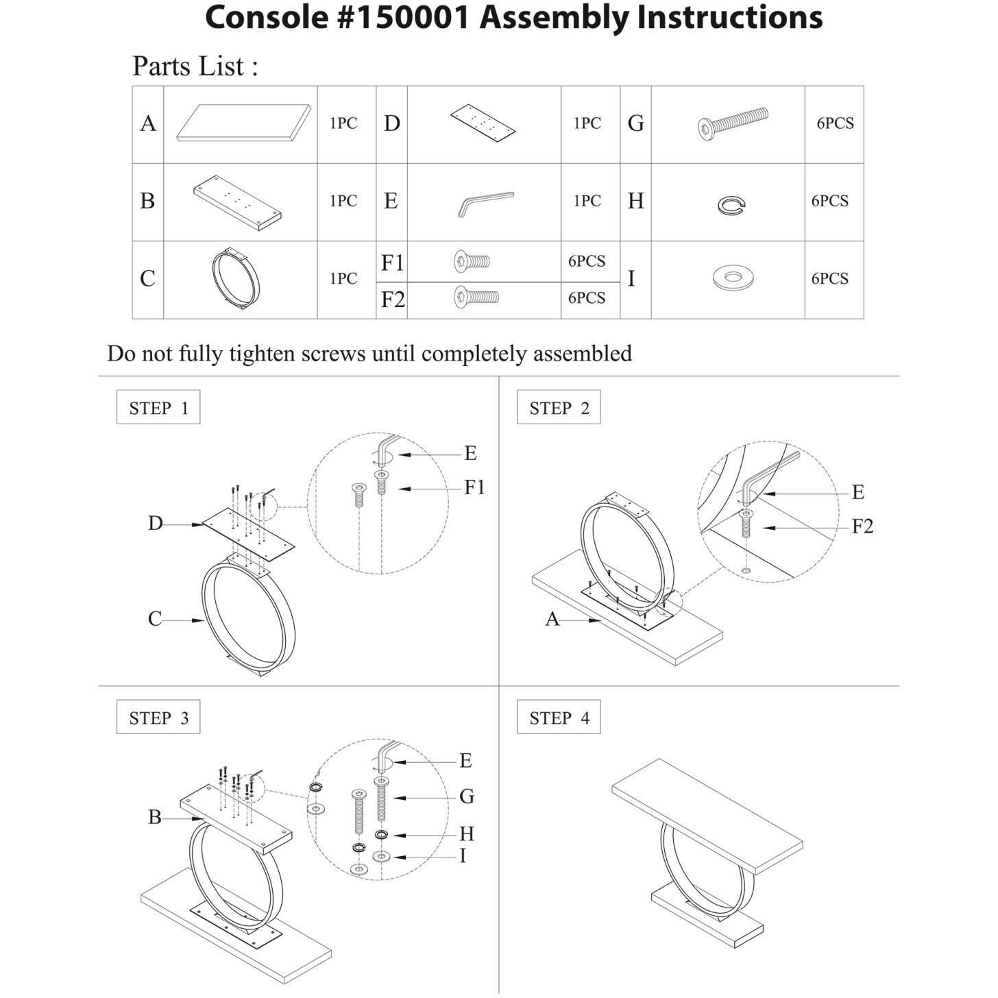 Annular 48 inch Black and Gold Console Table