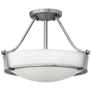 Hathaway 3 Light 16 inch Antique Nickel Indoor Semi-Flush Mount Ceiling Light in Etched White