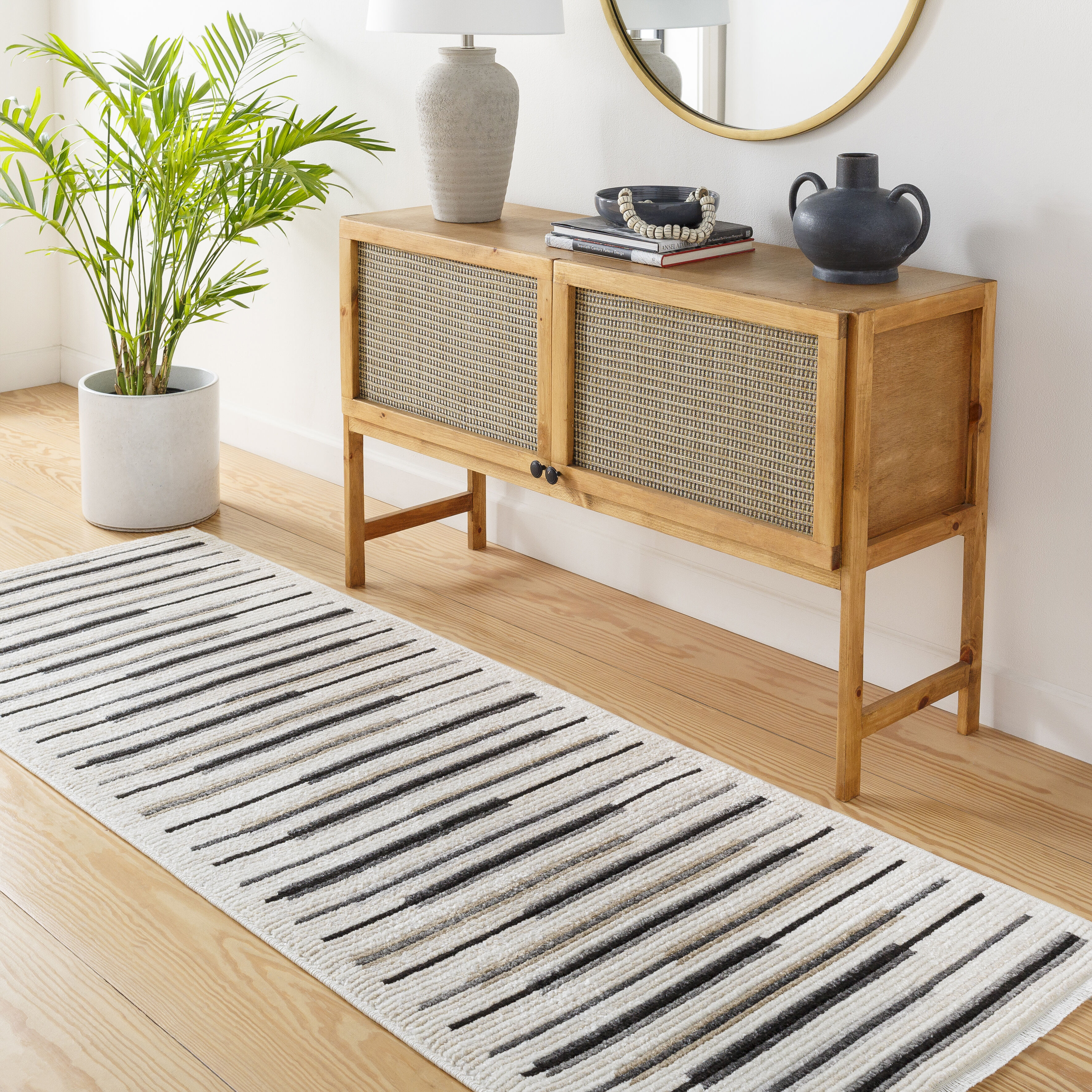 Calico 91 X 31 inch Light Grey Rug, Runner