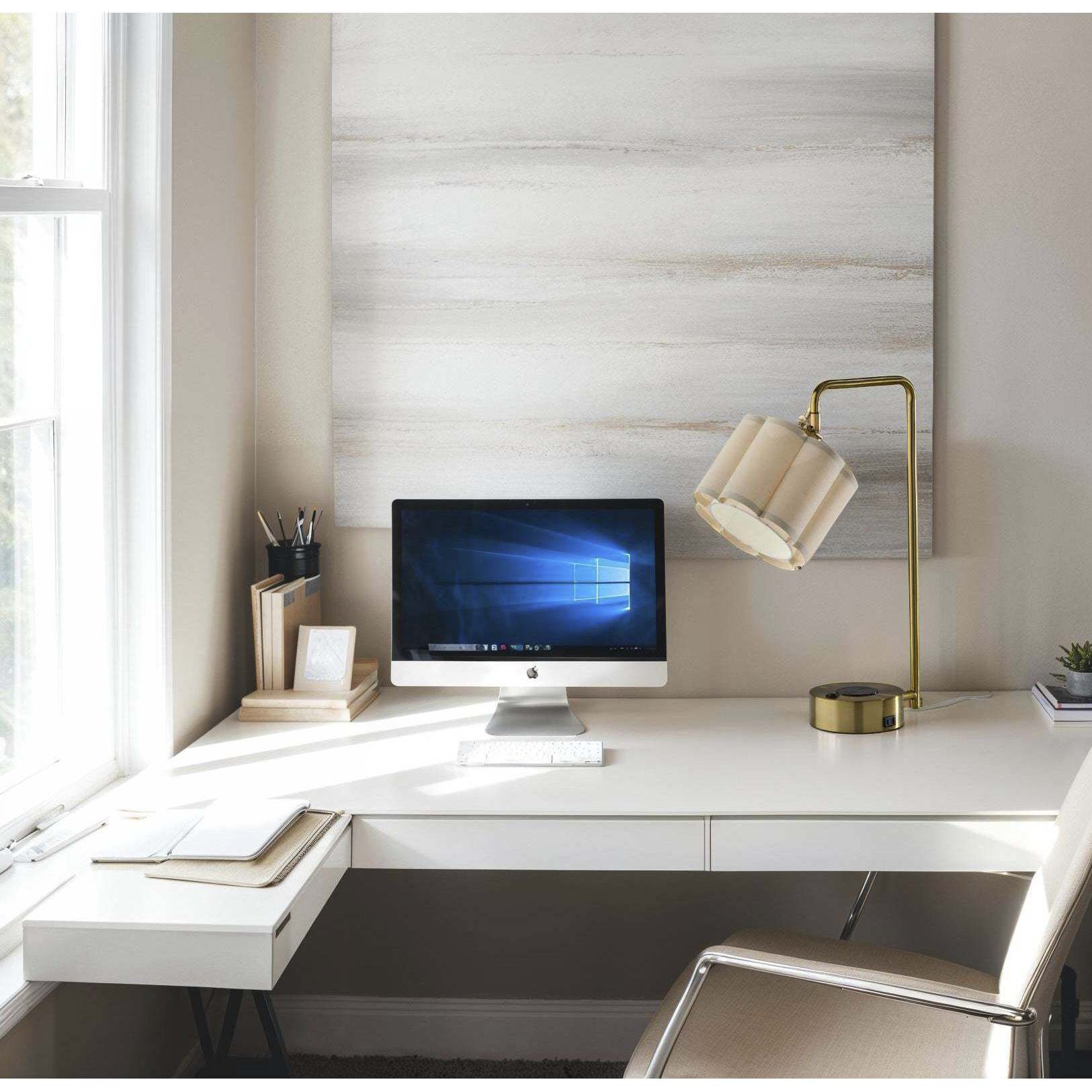 Dover 22.25 inch 60.00 watt Antique Brass Supercharger Desk Lamp Portable Light