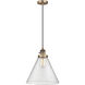 Franklin Restoration Cone 1 Light 12 inch Brushed Brass Mini Pendant Ceiling Light in Incandescent, Seedy
