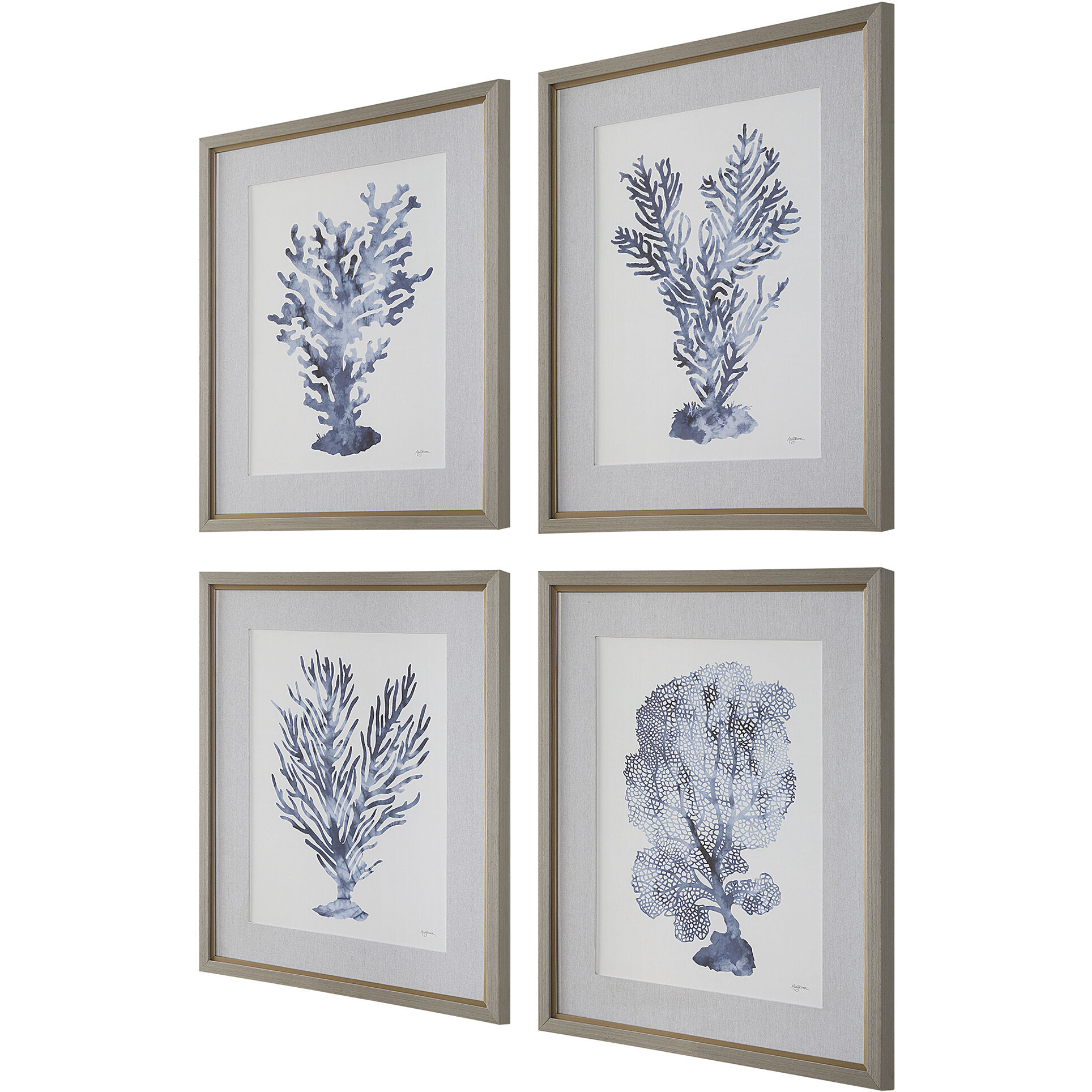 Shibori Coral 32.25 X 26.25 inch Framed Prints, Set of 4