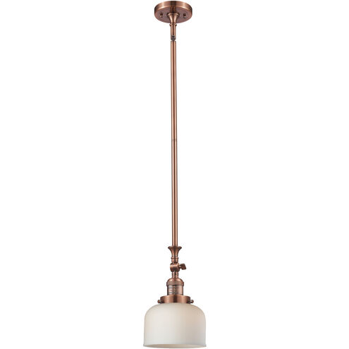 Franklin Restoration Bell 1 Light 8 inch Antique Copper Mini Pendant Ceiling Light in Incandescent, Matte White, Franklin Restoration