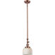 Franklin Restoration Bell 1 Light 8 inch Antique Copper Mini Pendant Ceiling Light in Incandescent, Matte White, Franklin Restoration