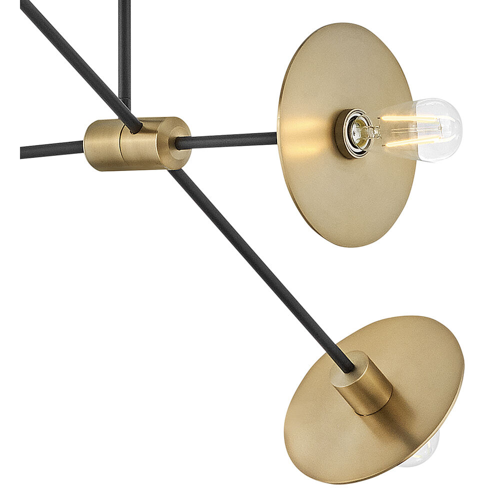 Lulu 4 Light 35.75 inch Lacquered Brass with Black Chandelier Ceiling Light