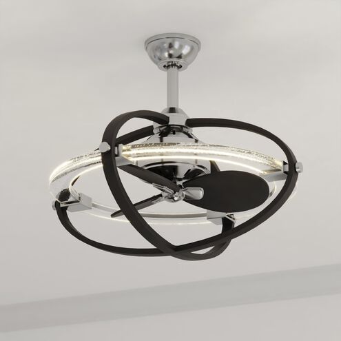 Galileo 22 inch Satin Nickel and Black with Matte Black Blades Ceiling Fan