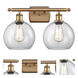 Ballston Athens 2 Light 16 inch Brushed Brass Bath Vanity Light Wall Light in Clear Glass, Ballston