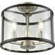 Downtown 3 Light 11.75 inch Buffed Nickel And Graphite Semi-flush Mount Ceiling Light