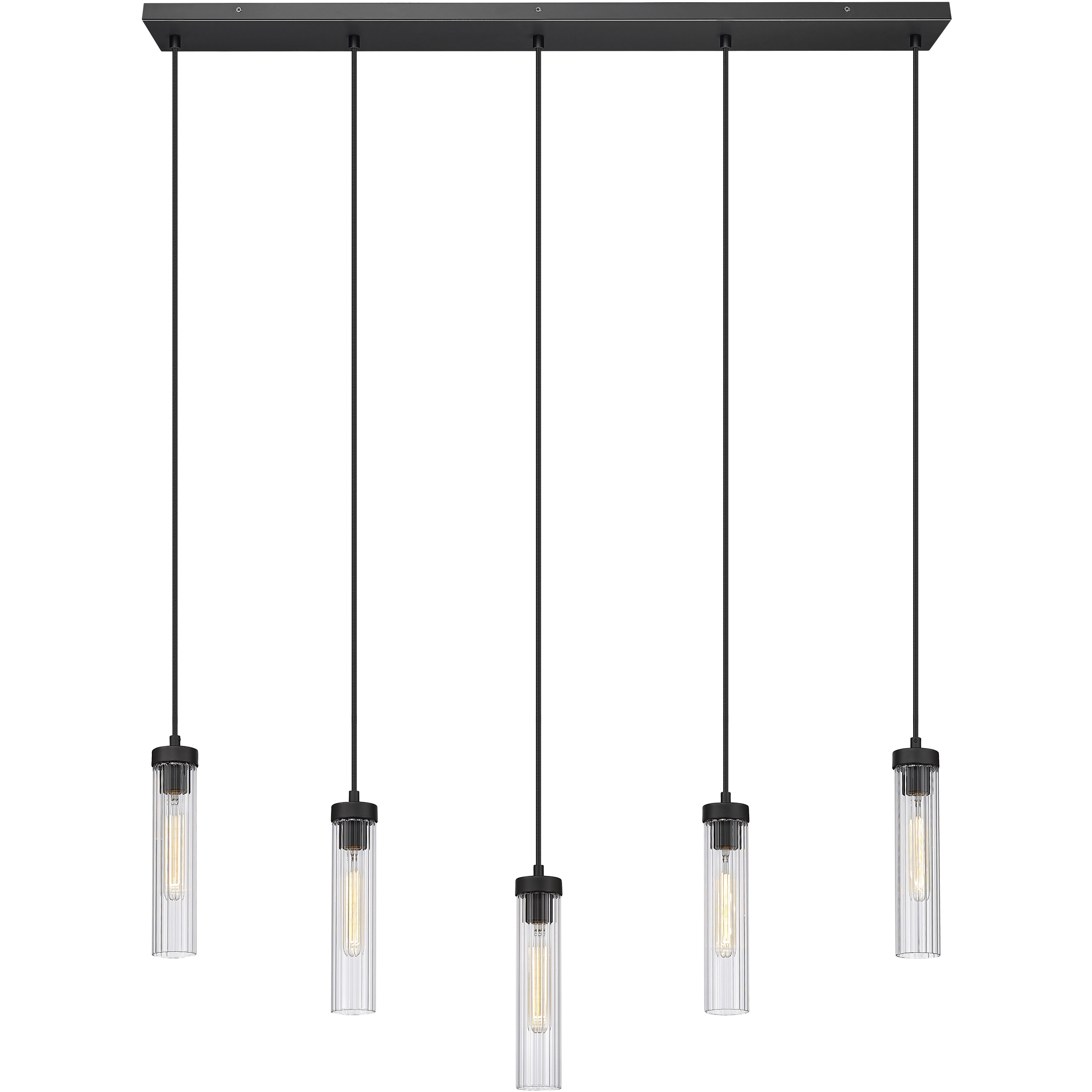 Beau 5 Light 42 inch Matte Black Linear Chandelier Ceiling Light