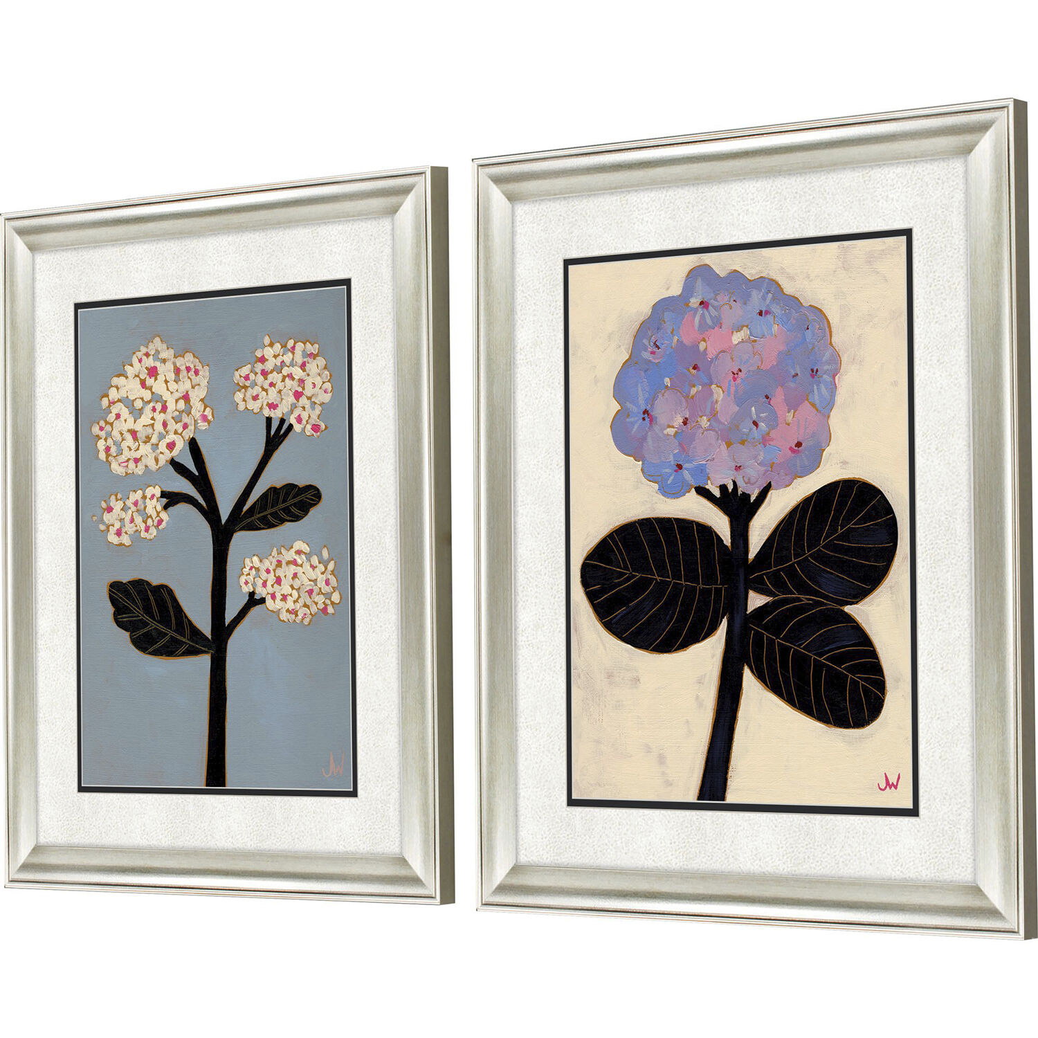 Pastel Garden Black and Blue and Pink and White Framed Art, Propac