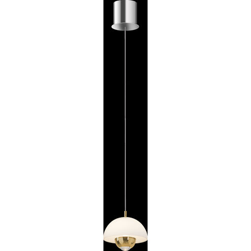 Andoria LED 8.07 inch Polished Brass with Frosted White Pendant Ceiling Light in Polished Brass and Frosted White