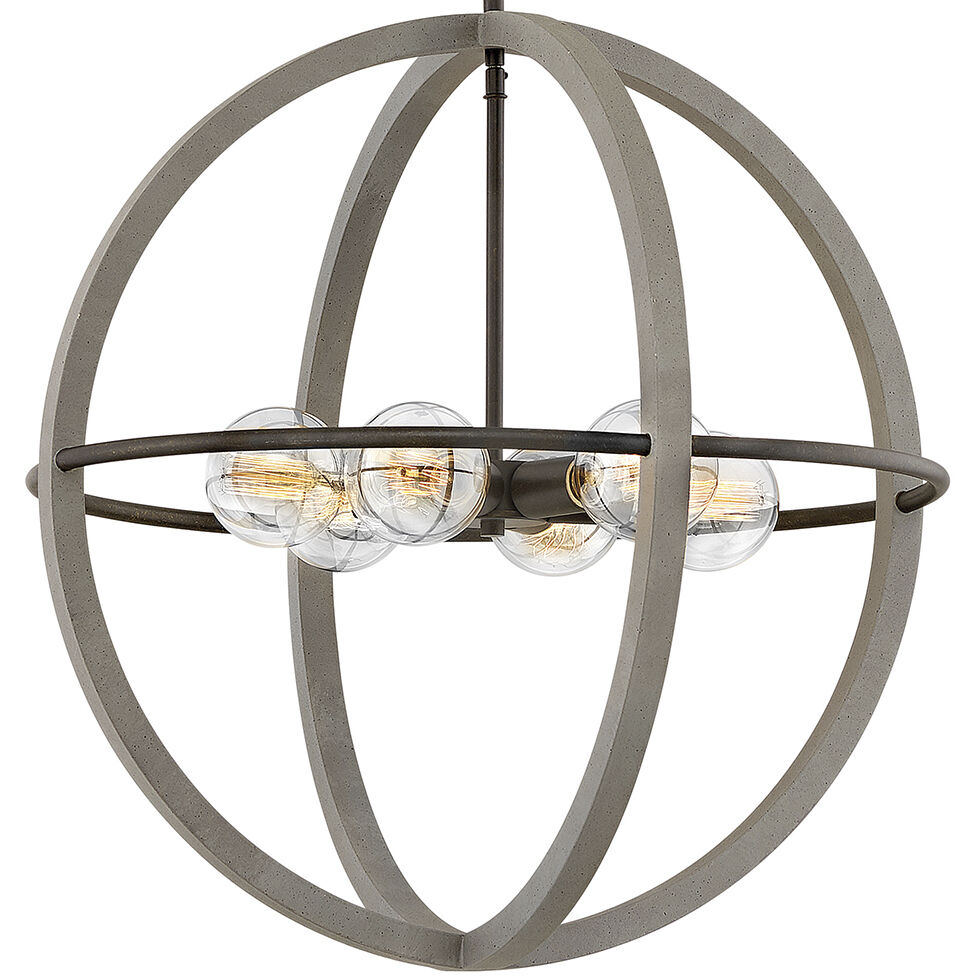 Bodie 6 Light 25 inch Dark Cement with Bronze Indoor Chandelier Ceiling Light