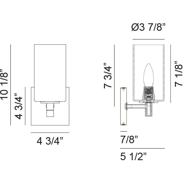 Candela Wall Sconce Wall Light in Matte Black and Opal Glass