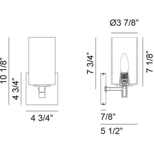 Candela Wall Sconce Wall Light in Matte Black and Opal Glass