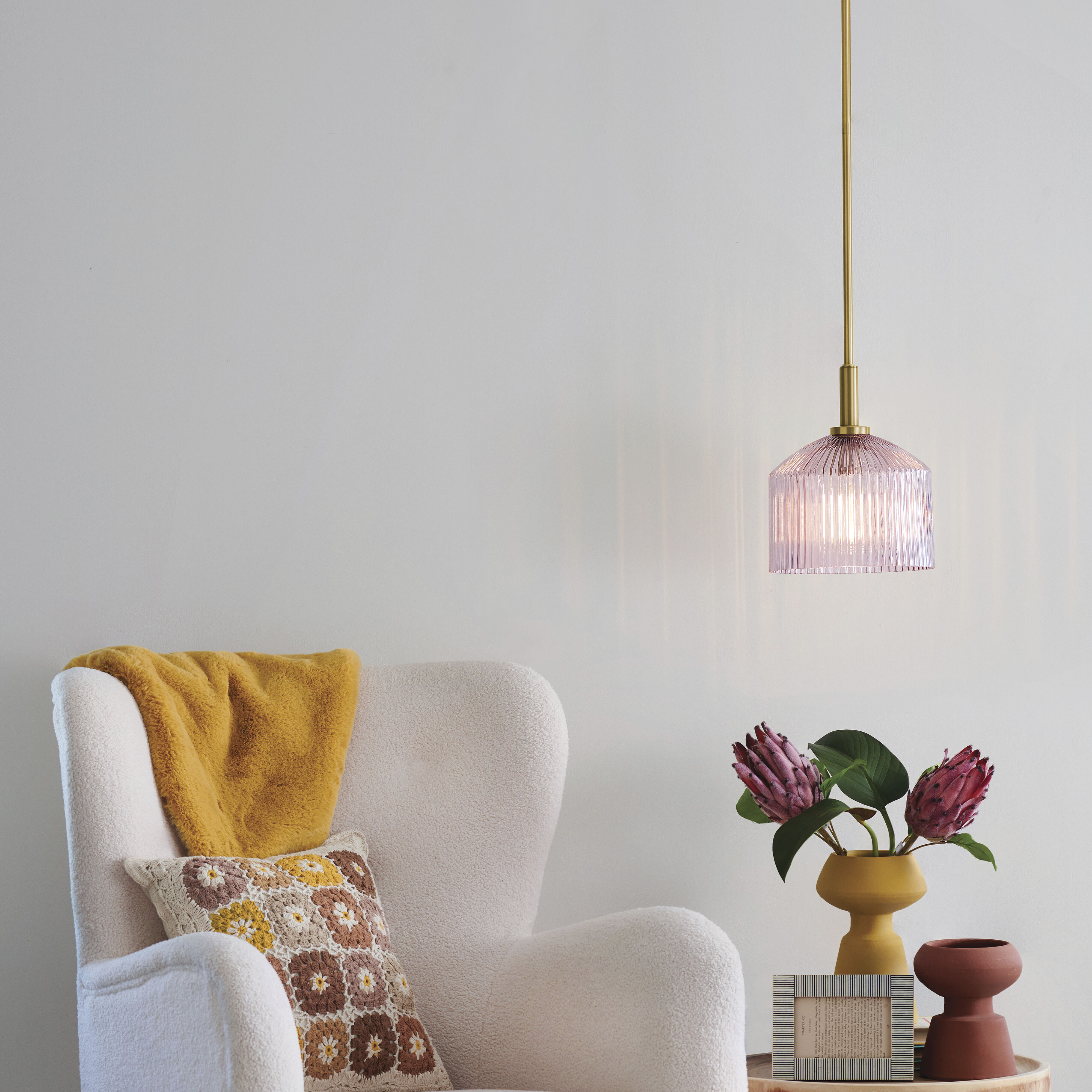 Lisette 1 Light 9 inch Lacquered Brass Pendant Ceiling Light in Lacquered Brass and Rose
