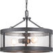 Tralee 3 Light 18 inch Graphite Semi-Flush Mount Convertible Ceiling Light, Design Series