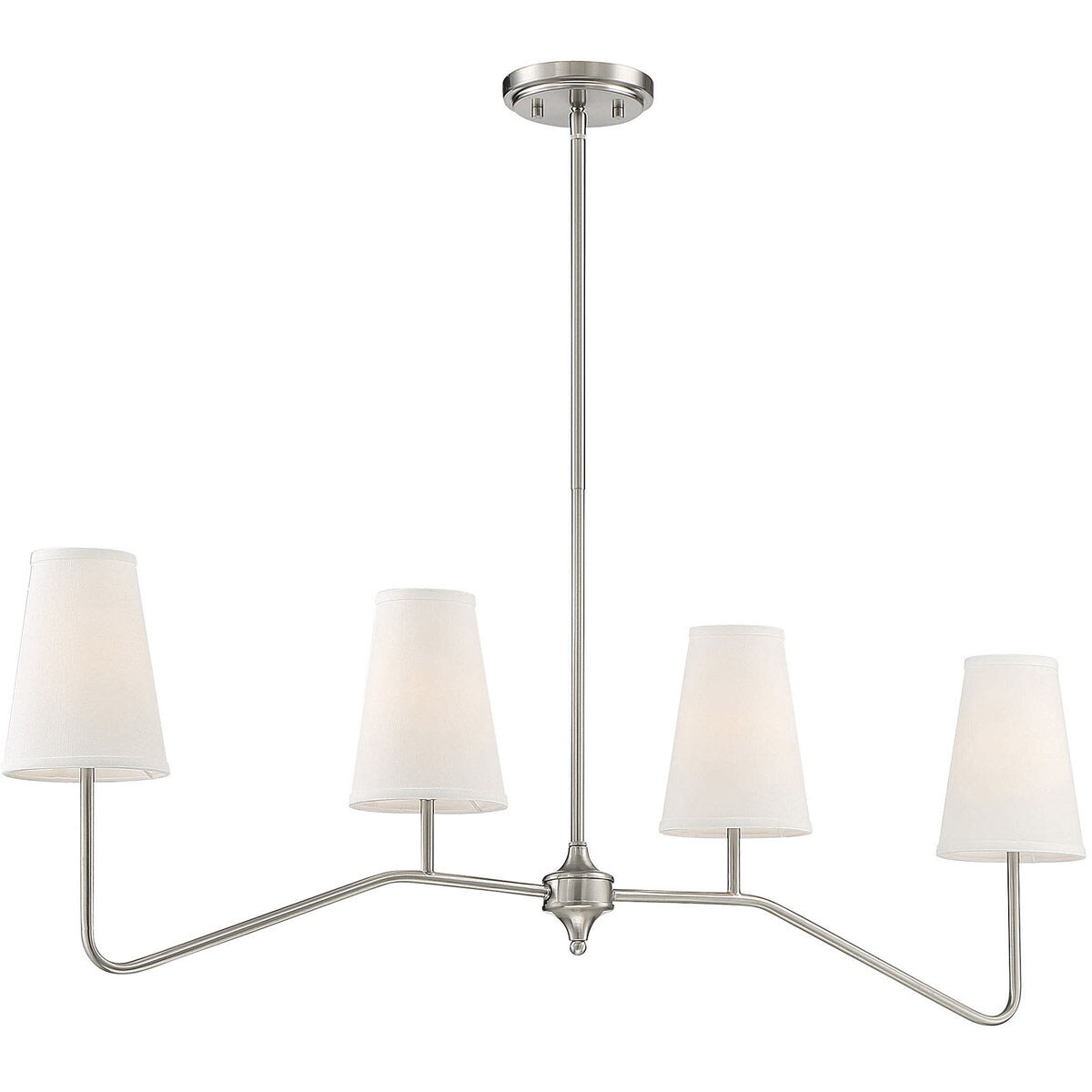 Modern 4 Light 40 inch Brushed Nickel Linear Chandelier Ceiling Light