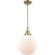 Downtown Urban Beacon 1 Light 10 inch Antique Brass Mini Pendant Ceiling Light in Matte White