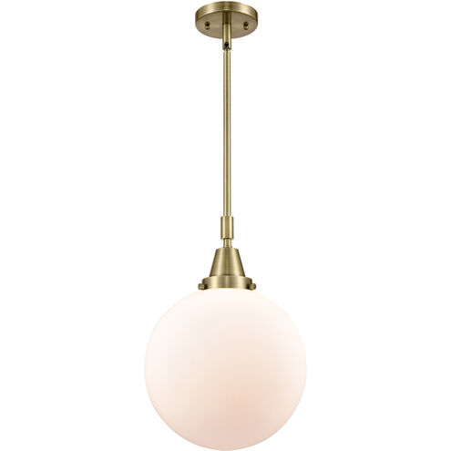 Downtown Urban Beacon 1 Light 10 inch Antique Brass Mini Pendant Ceiling Light in Matte White