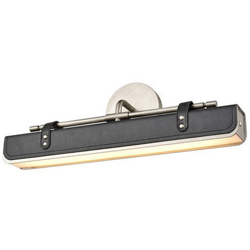 Valise LED 21.65 inch Aged Nickel and Tuxedo Leather Bath Vanity Wall Light