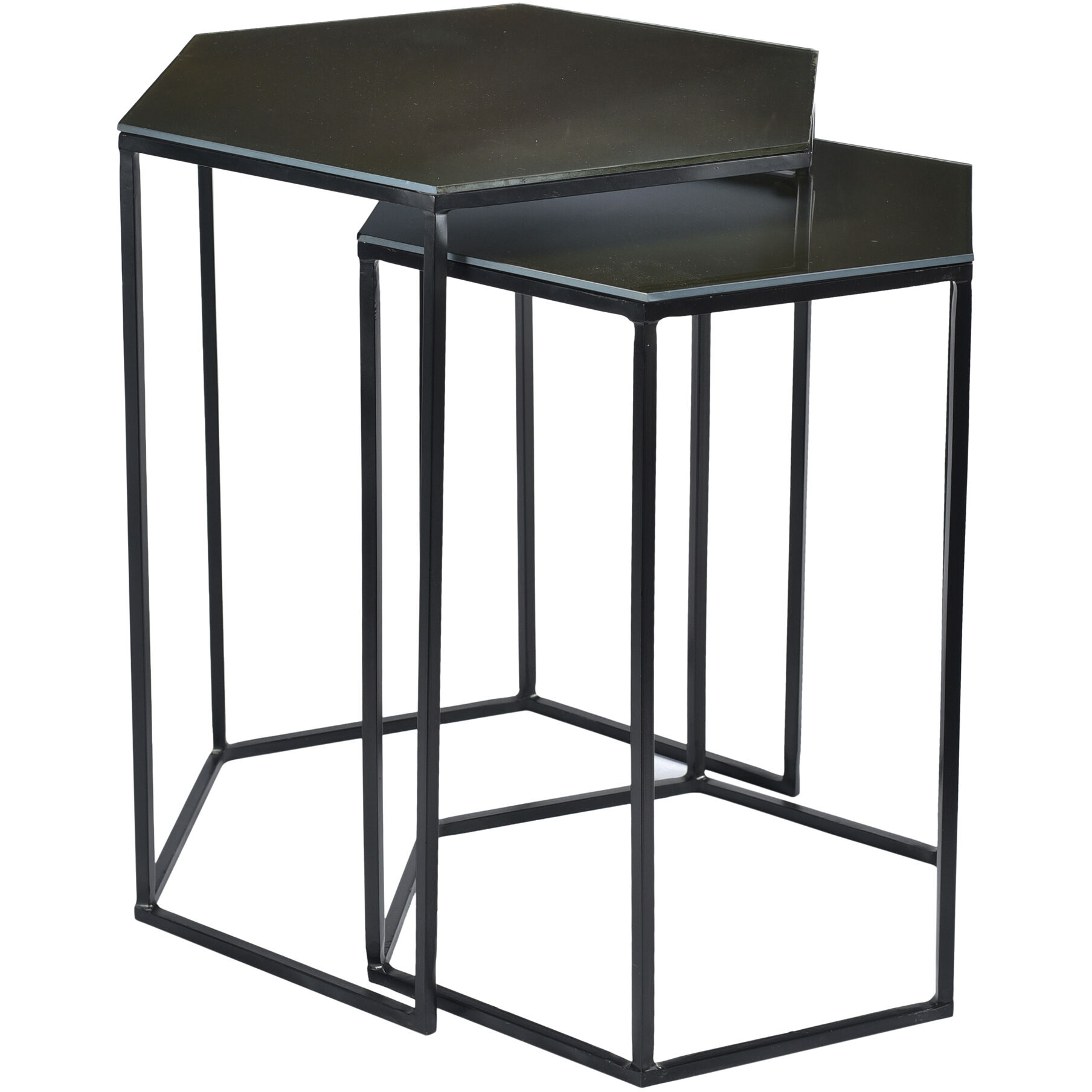 Polygon 21 X 19 inch Black Accent Table, Set of 2
