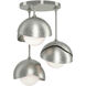 Brooklyn 3 Light 12 inch Sterling and Sterling Semi-Flush Ceiling Light