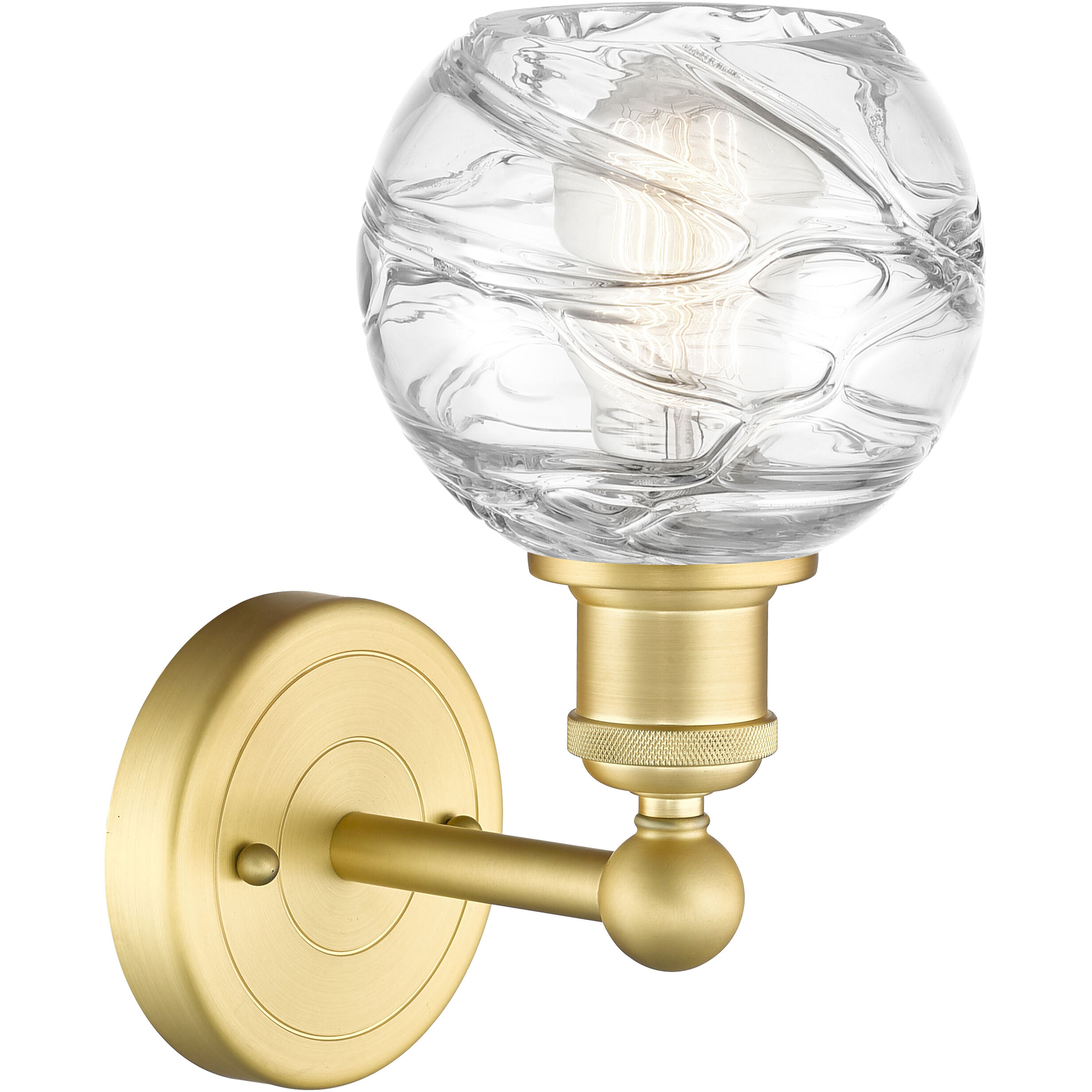 Athens Deco Swirl Sconce Wall Light in Satin Gold, Clear Deco Swirl