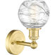 Athens Deco Swirl Sconce Wall Light in Satin Gold, Clear Deco Swirl