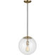 Leo - Hanging Globe 1 Light 12 inch Satin Brass Pendant Ceiling Light