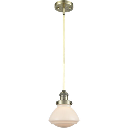 Franklin Restoration Olean LED 6.75 inch Antique Brass Mini Pendant Ceiling Light in Matte White, Franklin Restoration