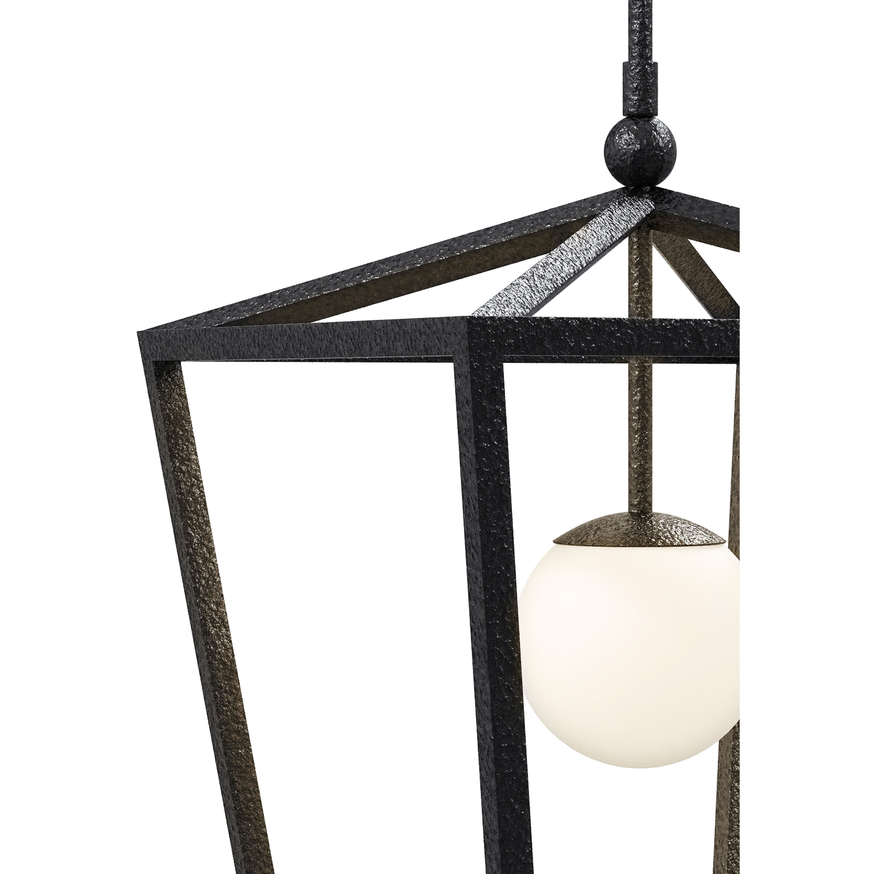 Denison 1 Light 18 inch Black/Frosted White Outdoor Lantern Pendant, Medium
