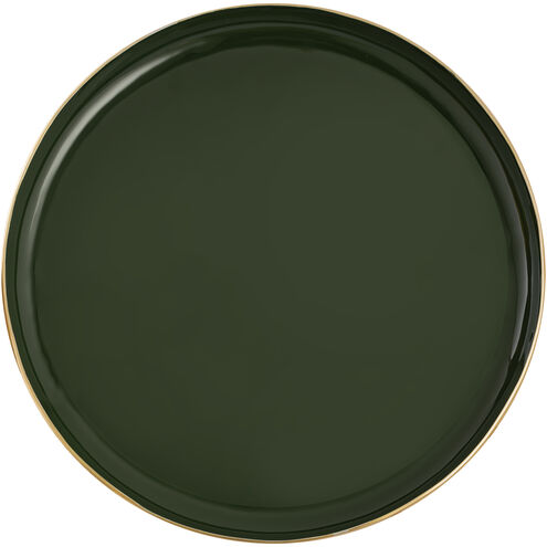 Nelson Dark Green Enamel and Polished Brass Tray, Set of 2
