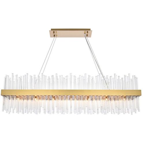 Dallas 28 Light 48 inch Satin Gold Linear Chandelier Ceiling Light