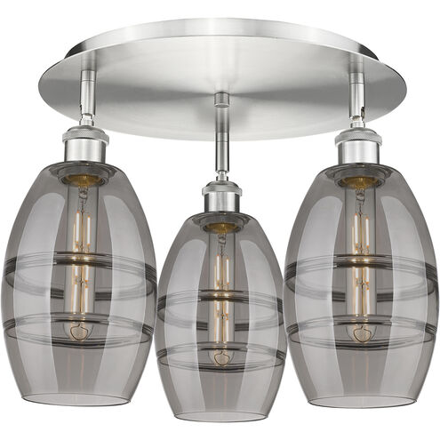 Ballston Vaz 3 Light 17.63 inch Satin Nickel Flush Mount Ceiling Light