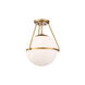 Mid-Century Modern 1 Light 13.25 inch Natural Brass Semi-Flush Ceiling Light