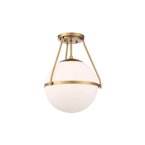 Mid-Century Modern 1 Light 13.25 inch Natural Brass Semi-Flush Ceiling Light