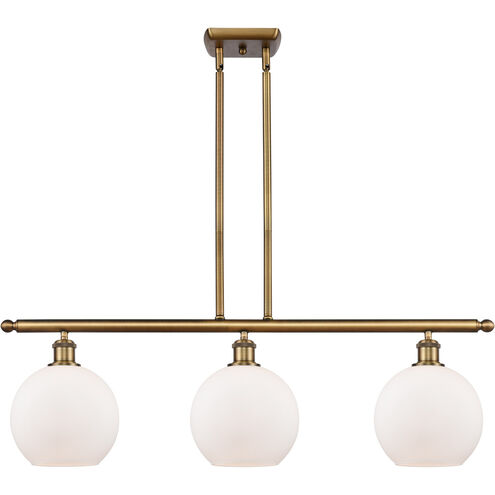 Ballston Athens LED 36 inch Brushed Brass Island Light Ceiling Light in Matte White Glass, Ballston
