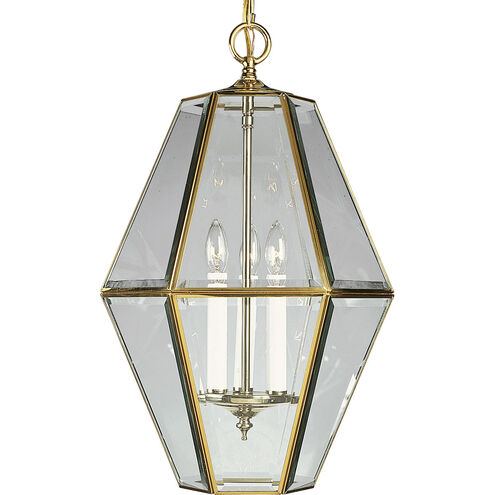Bound Beveled Glass 3 Light 13 inch Polished Brass Hall & Foyer Ceiling Light