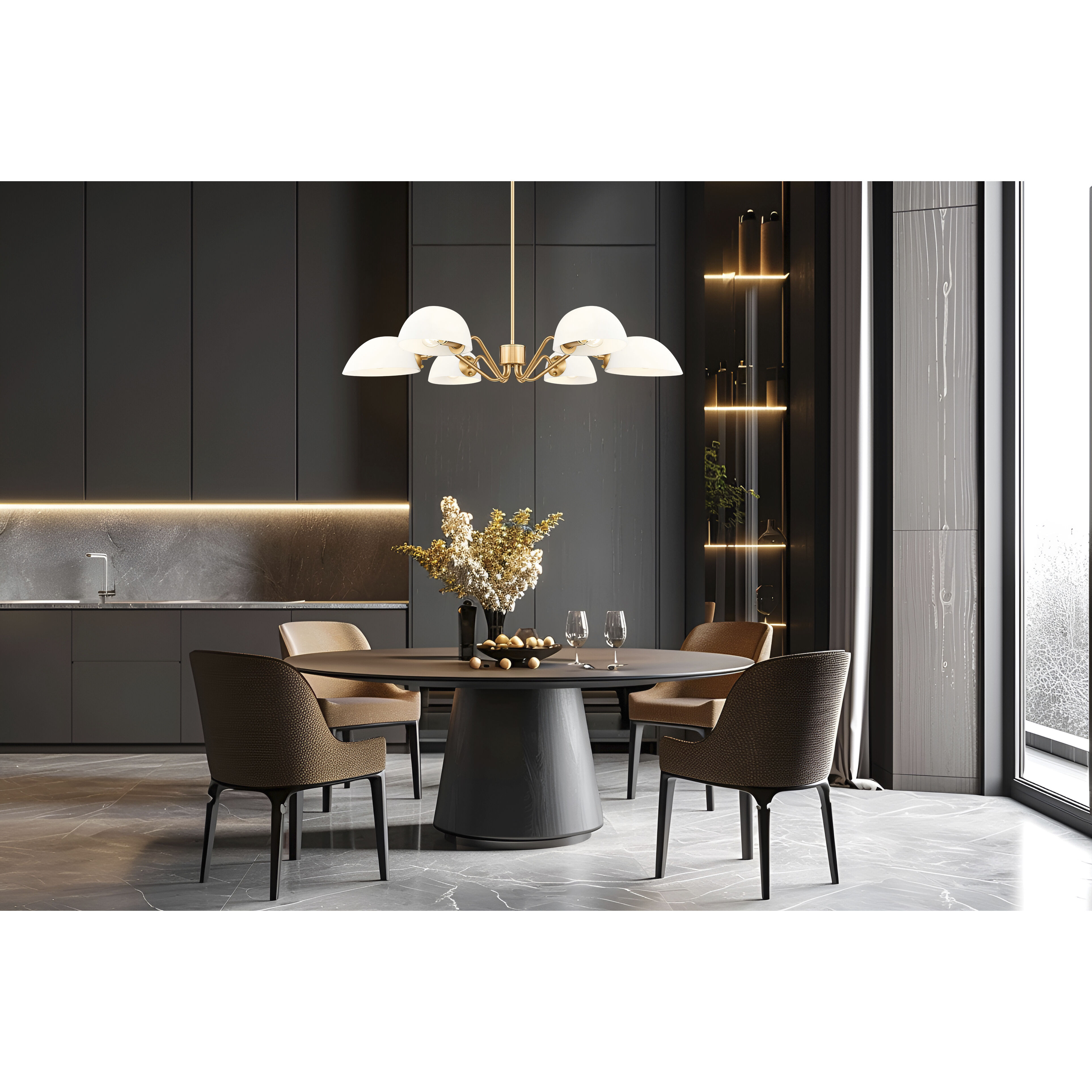 Breton 6 Light 39 inch Modern Gold Chandelier Ceiling Light