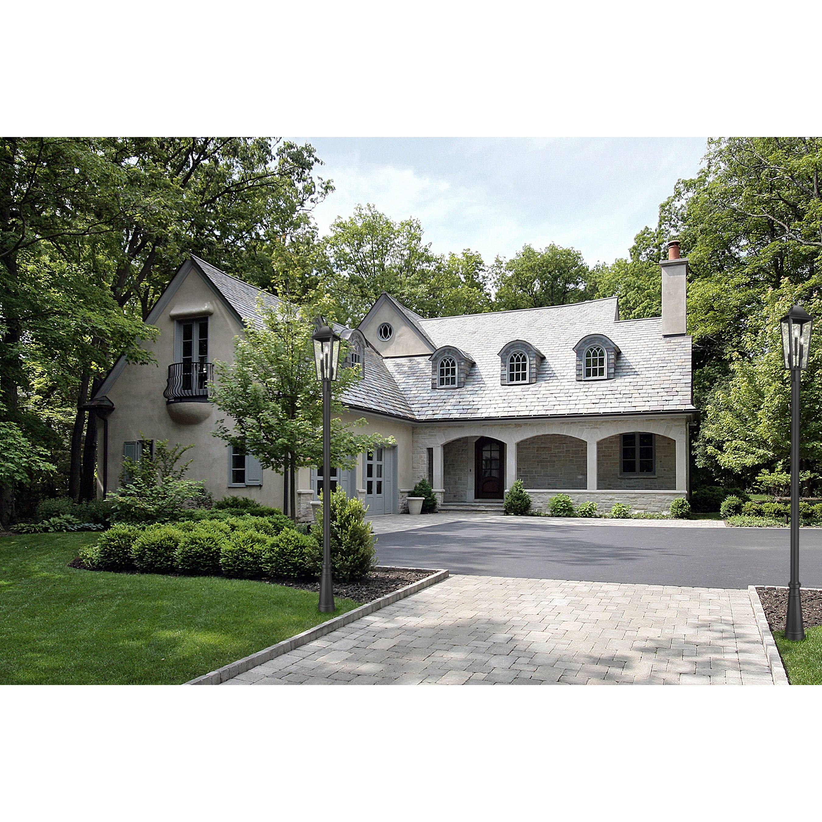 Gannon 3 Light 120.75 inch Black Outdoor Post Mounted Fixture in G9