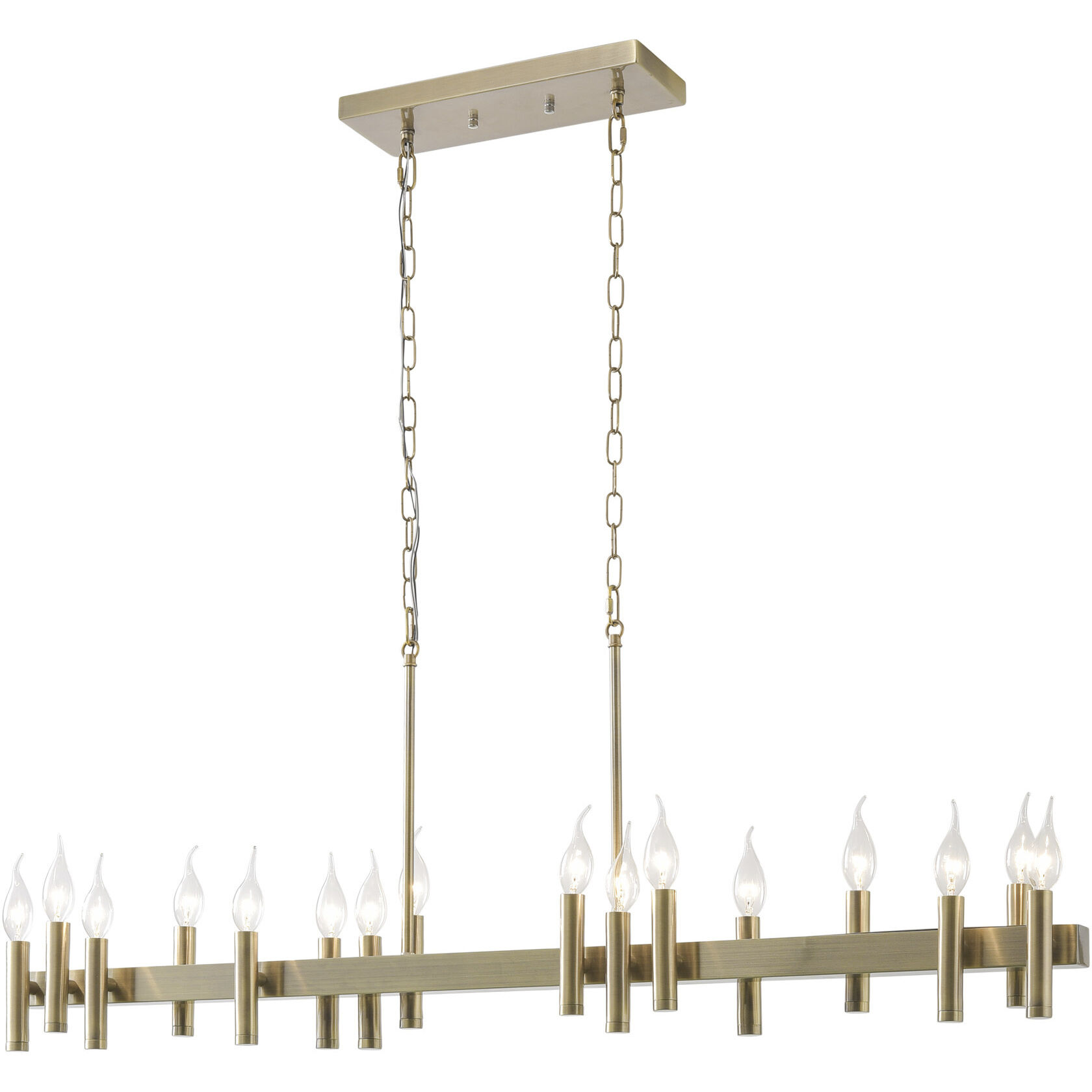 Collette 16 Light 48 inch Antique Brass Linear Pendant Ceiling Light in Brushed Brass