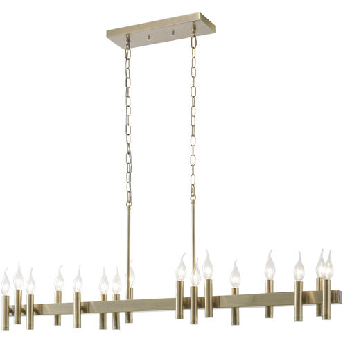 Collette 16 Light 48 inch Antique Brass Linear Pendant Ceiling Light in Brushed Brass